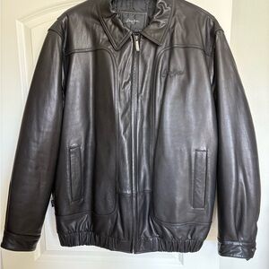 Vintage Sean John Black Leather Bomber Jacket